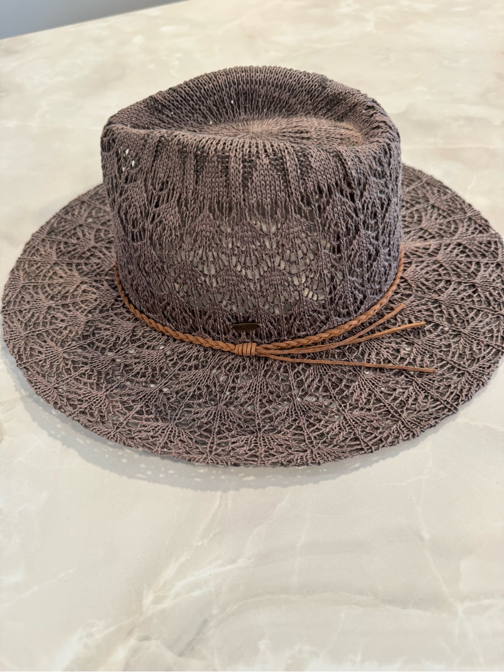 C.C Brown Crochet Sun Hat with Braided Band